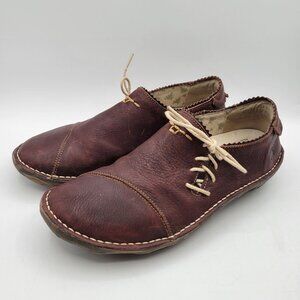 EL NATURALISTA Women's 10 Burgundy Leather Comfort Shoes Unique Quality Spain
